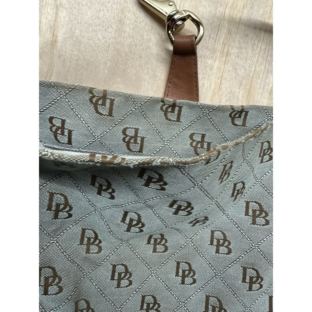 Dooney&Bourke Brown Canvas Monogram Logo Leather‎ Accent bag *flaws* Clean